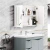Tangkula Medicine Cabinet, Wooden Bathroom Wall-Mounted Bathroom Mirror