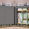 YOUUD 68" Wardrobe Storage Closet Colored Rod and Dark Grey Cover