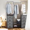 Tangkula Fabric Drawer Dresser with Clothes Rail Shoe Rack