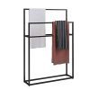 Y-only Metal Modern Free-Standing Towel Rack Stand, Towel Stand Black