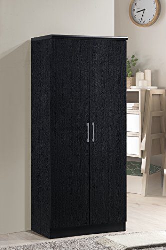 Hodedah 2 Door Wardrobe with Adjustable/Removable Shelves & Hanging Rod
