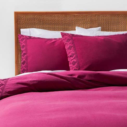Opalhouse Garment Washed Tribal Border Duvet Cover Set - 100% Cotton, Jewel-Toned Comfort for Full/Queen Beds