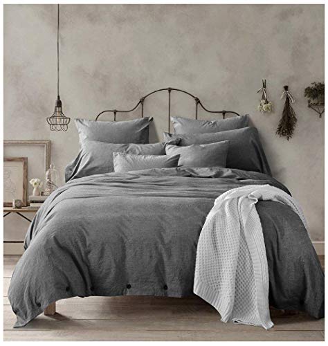 Doffapd Duvet Cover King, Washed Cotton Duvet Cover Set