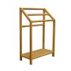 Asta Spa Teak Freestanding Towel Rack, 3-Bar with Shelf