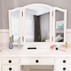 Three-Fold Square Mirror Dresser Vanity Set with Mirror Vanity Dressing Table