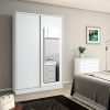 LED Mirror Jewelry Armoire with Large Storage & Lockable Design – White, Wall/Door Mounted for Makeup & Jewelry Organization