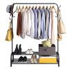Clothing Garment Rack with Shelves, Metal Cloth Hanger Rack Stand