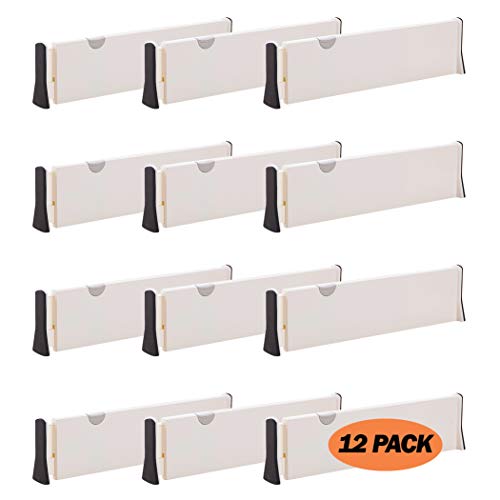 DIOMMELL 12 Pack Adjustable Dresser Drawer Dividers Organizers