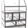 JC MAN Makeup Organizer Glass Large 4 Tier Brass Metal Cosmetic Storage Cube