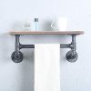 Industrial Pipe Shelf Bathroom Shelves Wall Mounted,19.6in Rustic Wood Shelf