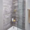 Home Décor Premium Metal Wire Tension Rod Corner Shower Caddy Pole