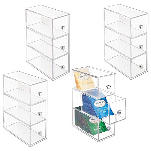 mDesign Plastic Kitchen Pantry, Cabinet, Countertop Organizer Storage Station