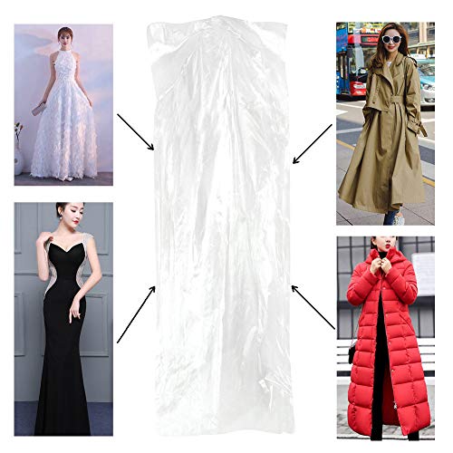 100 Pack Garment Bag, Transparent Clothing Dust Cover