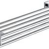 Premium Modern Double Hanging Quadruple Towel Bar Rack w/Square Base