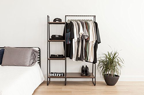 IRIS USA, Inc. PI-B3 IRIS Metal Garment Rack with Wood Shelves