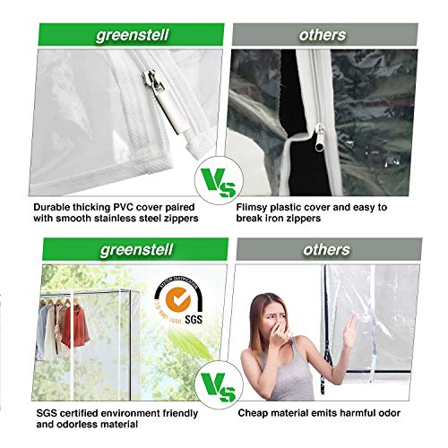 Greenstell Z-Base Garment Rack with Cover,Industrial Pipe Style Clothes Rack
