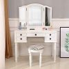 Three-Fold Square Mirror Dresser Vanity Set with Mirror Vanity Dressing Table