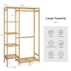 Bamboo Wood Clothing Garment Rack with Shelves Clothes