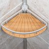 Aluminum Tension Pole Caddy with Bamboo - Silver