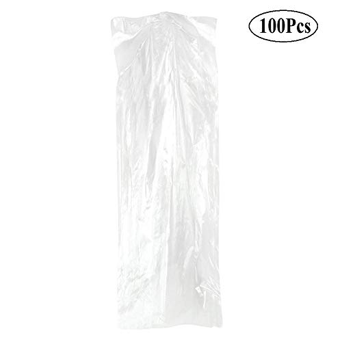 100 Pack Garment Bag, Transparent Clothing Dust Cover
