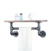 Industrial Pipe Shelf Bathroom Shelves Wall Mounted,19.6in Rustic Wood Shelf