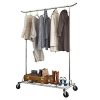 LANGRIA Heavy Duty Rolling Commercial Single Rail Clothing Garment Rack
