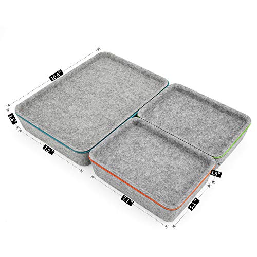 Welaxy Felt Drawer Organizer Trays with lids Desktop Organizer Bins Storage