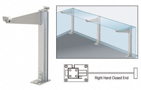 CRL Satin Anodized 18" Right Hand Closed End Partition Post With Shelf Bracket