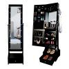 PRINZ Black Jewelry Organizer Cabinet Armoire, Full Length Illuminated Mirror