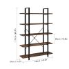 Homfa Bookshelf, 5-Tier Industrial Bookcase, Open Storage Display Shelves