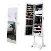 M&W LED Mirror Jewelry Armoire, Lockable Standing Jewelry Cabinet