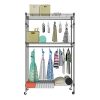 Kemanner Heavy Duty Clothing Garment Rack 3 Shelves Wire Shelving