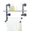 Industrial Pipe Towel Rack With 2 Towel Bar,19.68in Rustic Bathroom Shelves