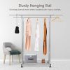 Heavy Duty Simple Trending Clothing Rack with Wheels – Expandable, Sturdy Storage for Clothes & Shoes