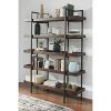 Modern Industrial Starmore Bookcase – 5 Fixed Shelves, Blackened Gunmetal Frame
