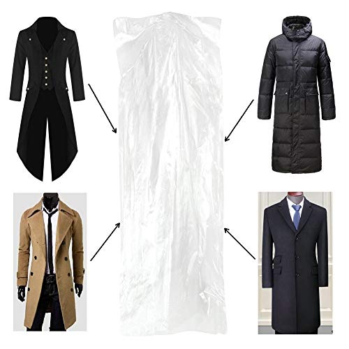 100 Pack Garment Bag, Transparent Clothing Dust Cover