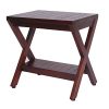 Decoteak Obliquity Teak Shower Bench with Shelf- Fully ASSSEMBLED