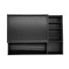 DalleDecor Black PU Leather Valet Tray with Lid and Drawer