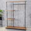 HANS CAO Industrial Style Rolling Clothes Rack,Heavy Standing Hanger