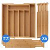 SleekDine Silverware Drawer Organizer - Kitchen Bamboo Drawer Organizer