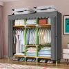 YOUUD 68" Wardrobe Storage Closet Colored Rod and Dark Grey Cover