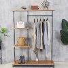 HANS CAO Industrial Style Rolling Clothes Rack,Heavy Standing Hanger