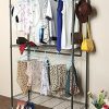 Homdox 3 Shelves Wire Shelving Clothing Rolling Rack Heavy Duty