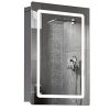 Modern HOMCOM LED illuminated wall mirror cabinet with a sleek sliding door and spacious interior shelves for bathroom storage.