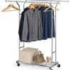Bextsware Clothes Garment Rack On Wheels, Expandable Double Rails