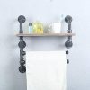Industrial Pipe Towel Rack With 2 Towel Bar,19.68in Rustic Bathroom Shelves