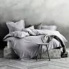 Eikei Washed Cotton Chambray Duvet Cover Solid Color Casual Modern Style