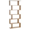 HOMCOM 75.5" H Bookcase 6 Shelf S-Shaped Bookshelf Wooden Storage