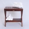 Decoteak Obliquity Teak Shower Bench with Shelf- Fully ASSSEMBLED