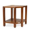 Teak Corner Shower Bench with Basket 17.5 Inch, Fully Assembled